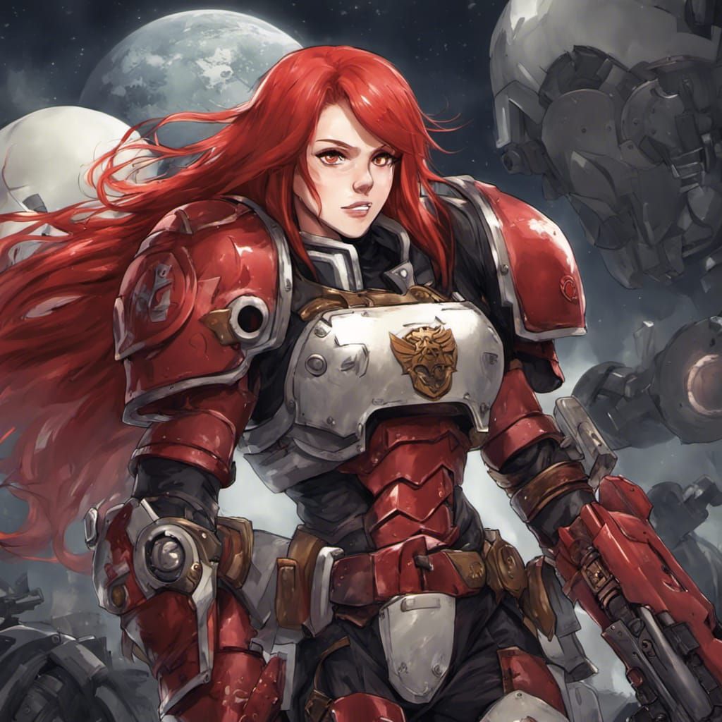 Anime Space Marine with Red Armor
