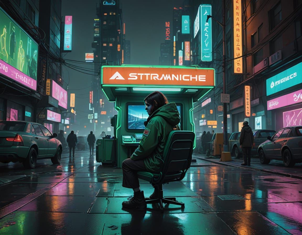 Cyberpunk Cityscape at Dusk with Holographic Displays and a ...