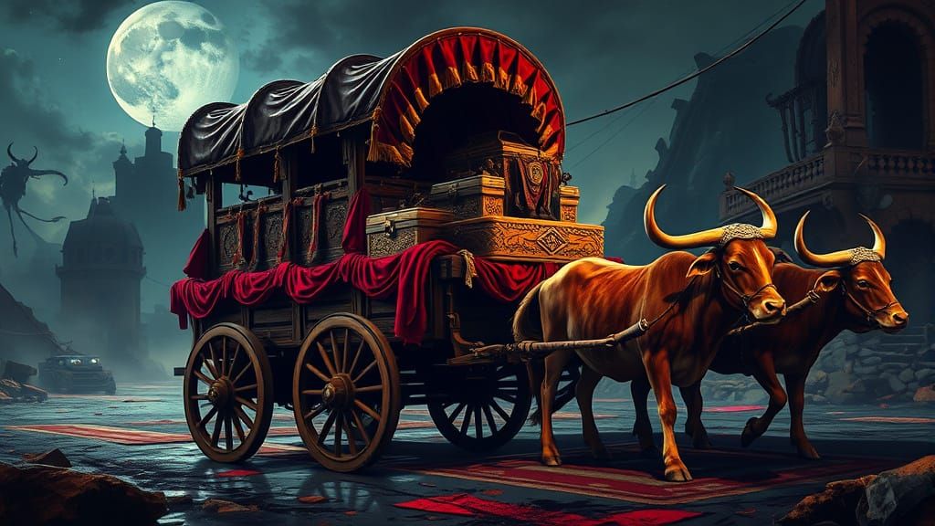 Ornate Treasure Wagon in Renaissance Brut Style