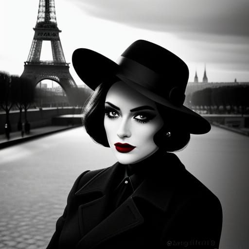 Woman Walking in Paris: Film Noir Style