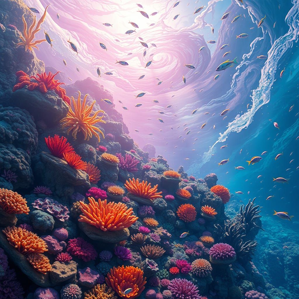 Ocean Reef Wonderland in Vibrant Matte Painting Style