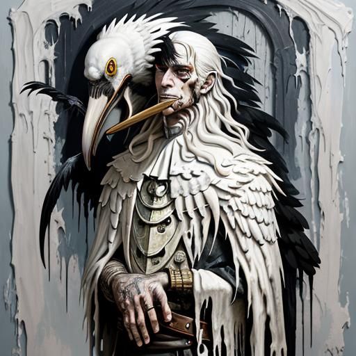 Gothic White Raven: An Impasto Masterpiece