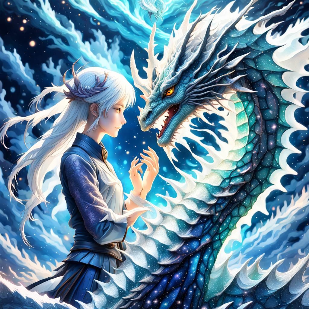 Anime Sea Dragon Bonds with Human