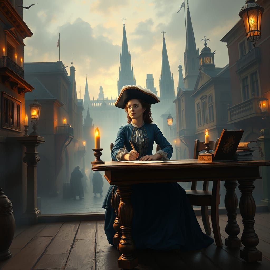 Woman Signs Declaration of Independence in 18th Century Phil...