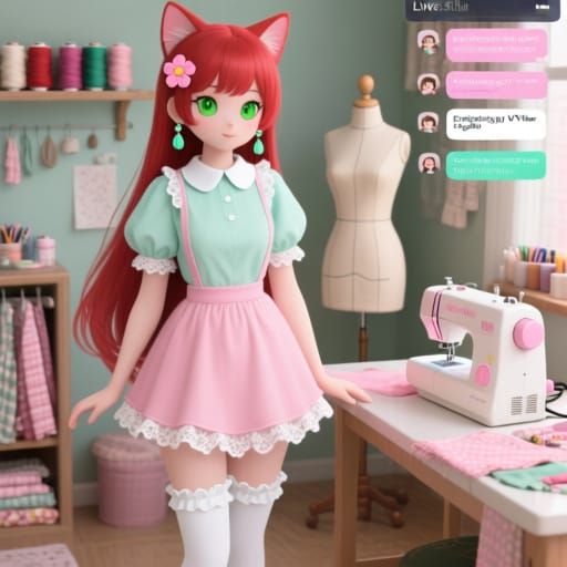 Japanese Cat-Eared V-Tuber Avatar Model