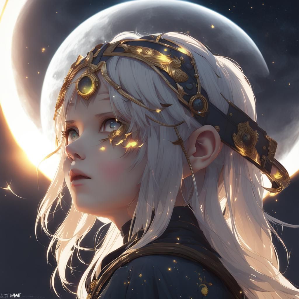 Detailed Anime Art of a Solar Eclipse