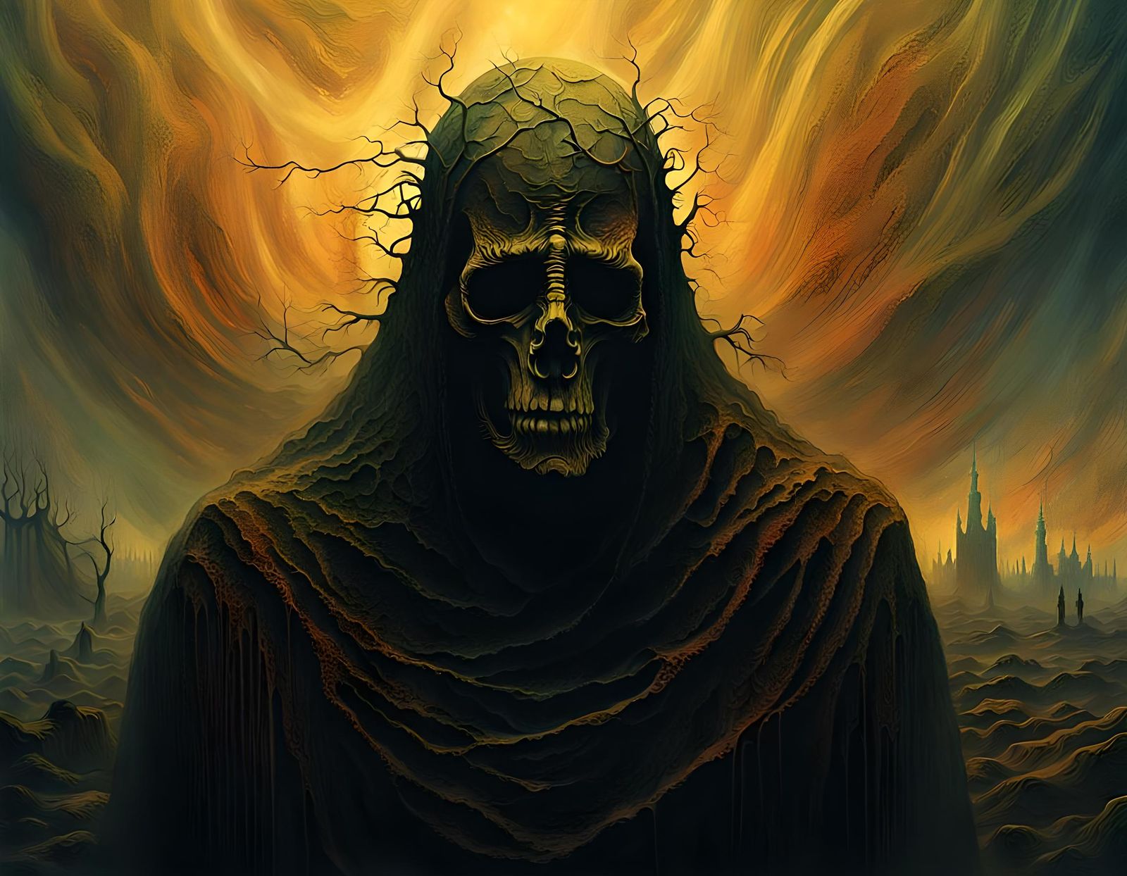 Dark Historical Figure in Gothic Horror Style