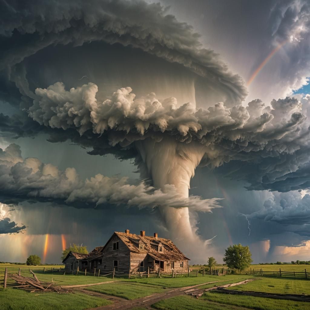 Tornado and Rainbow in Dramatic Landscape Photography