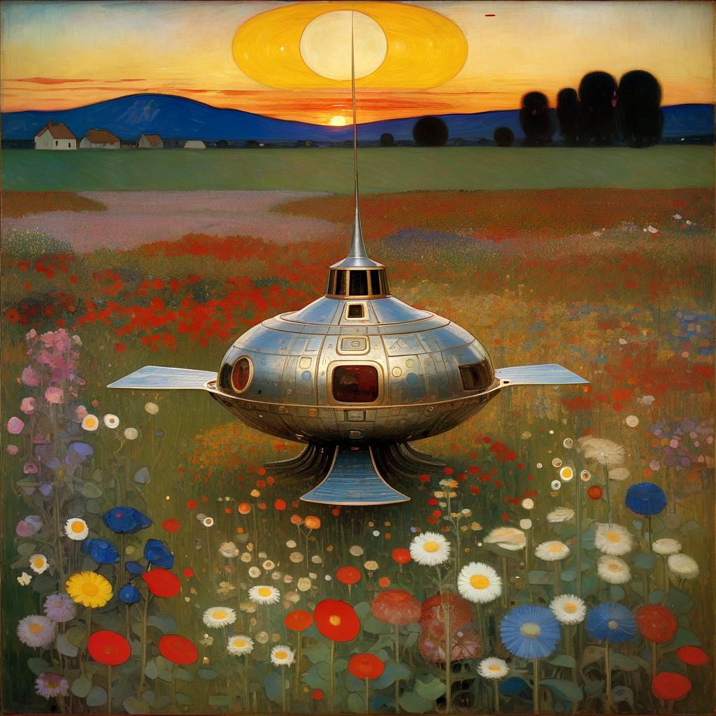Spaceship Among Flowers: Art Nouveau Meets Surrealism