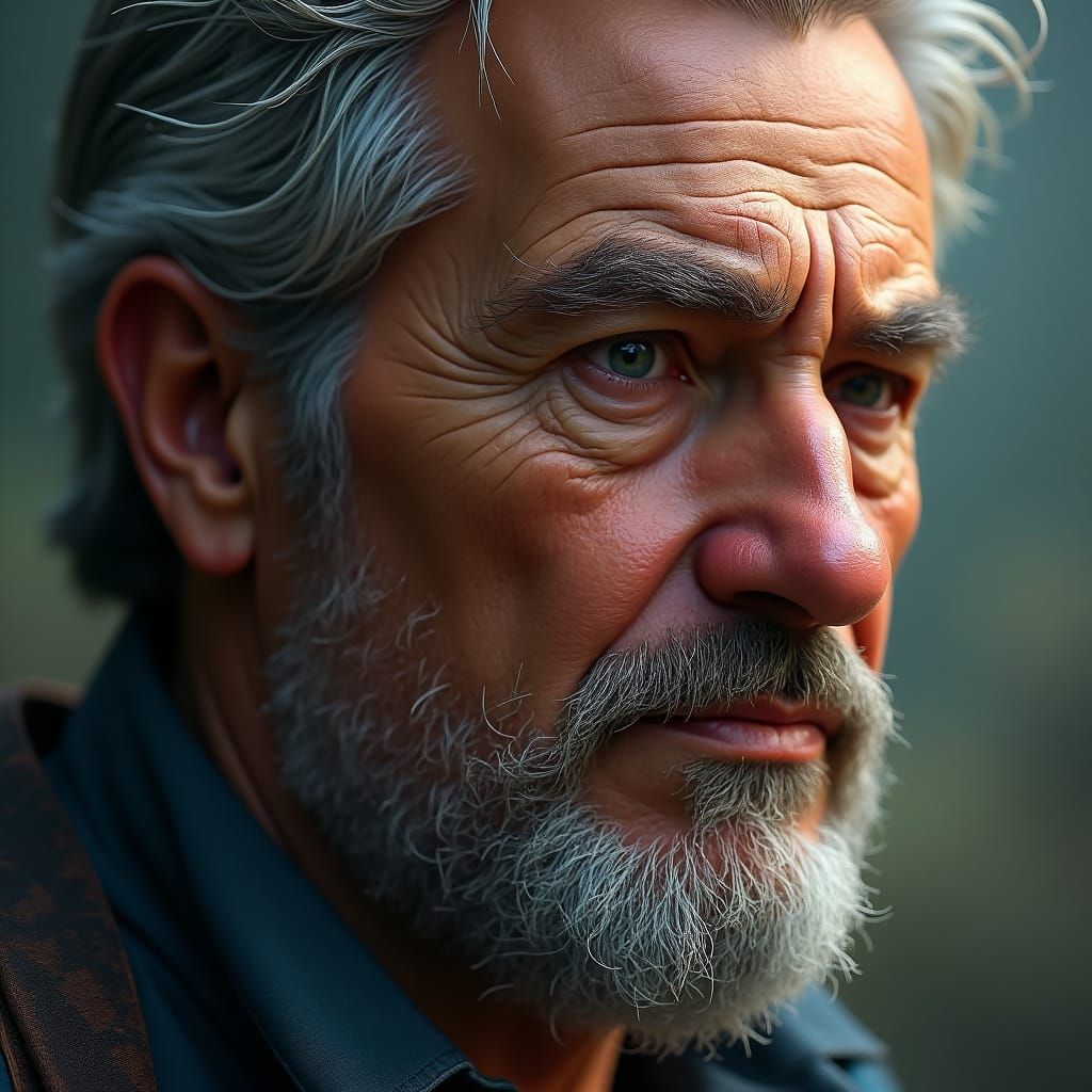 Expressive Male Portrait in Detailed Matte Painting Style