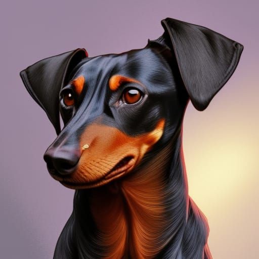Hyperdetailed Dachshund Portrait in Digital Art Style