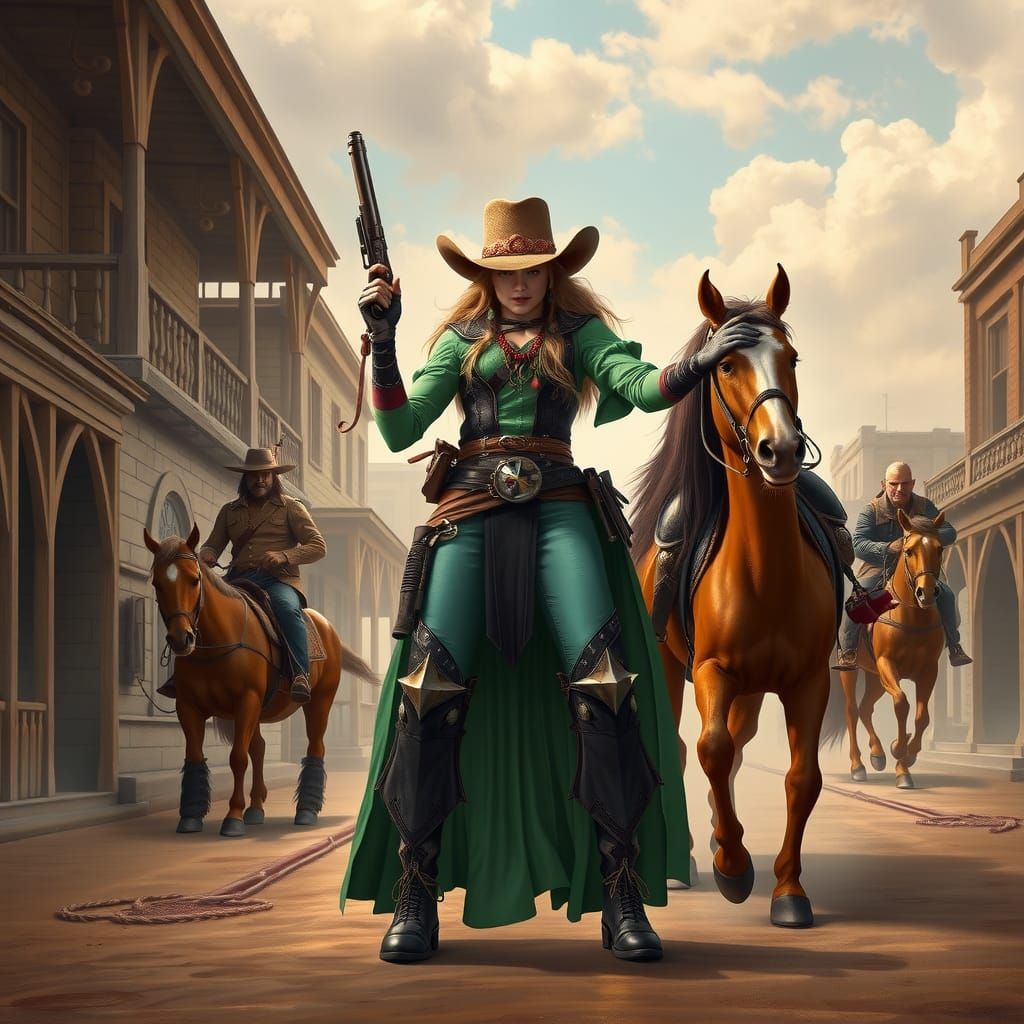 Wild West Theme. Create an image that is pure fantasy but fr...