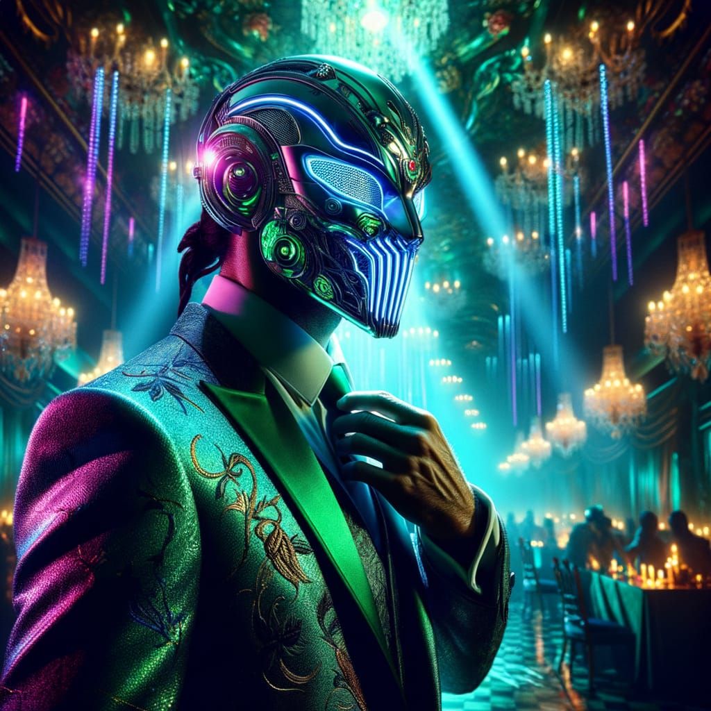 Cyberpunk Masquerade: Neon Serpent Masked Man