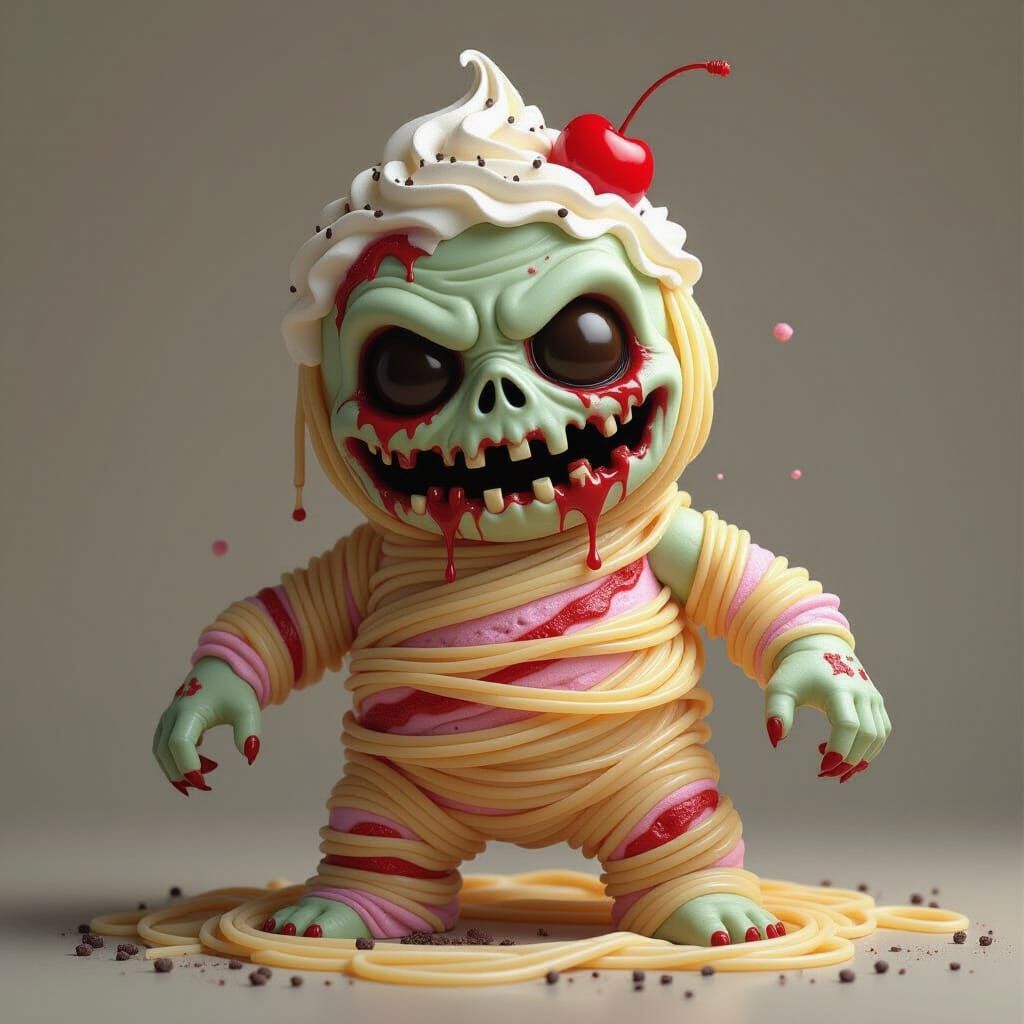Spaghetti Ice Cream Zombie Character Art