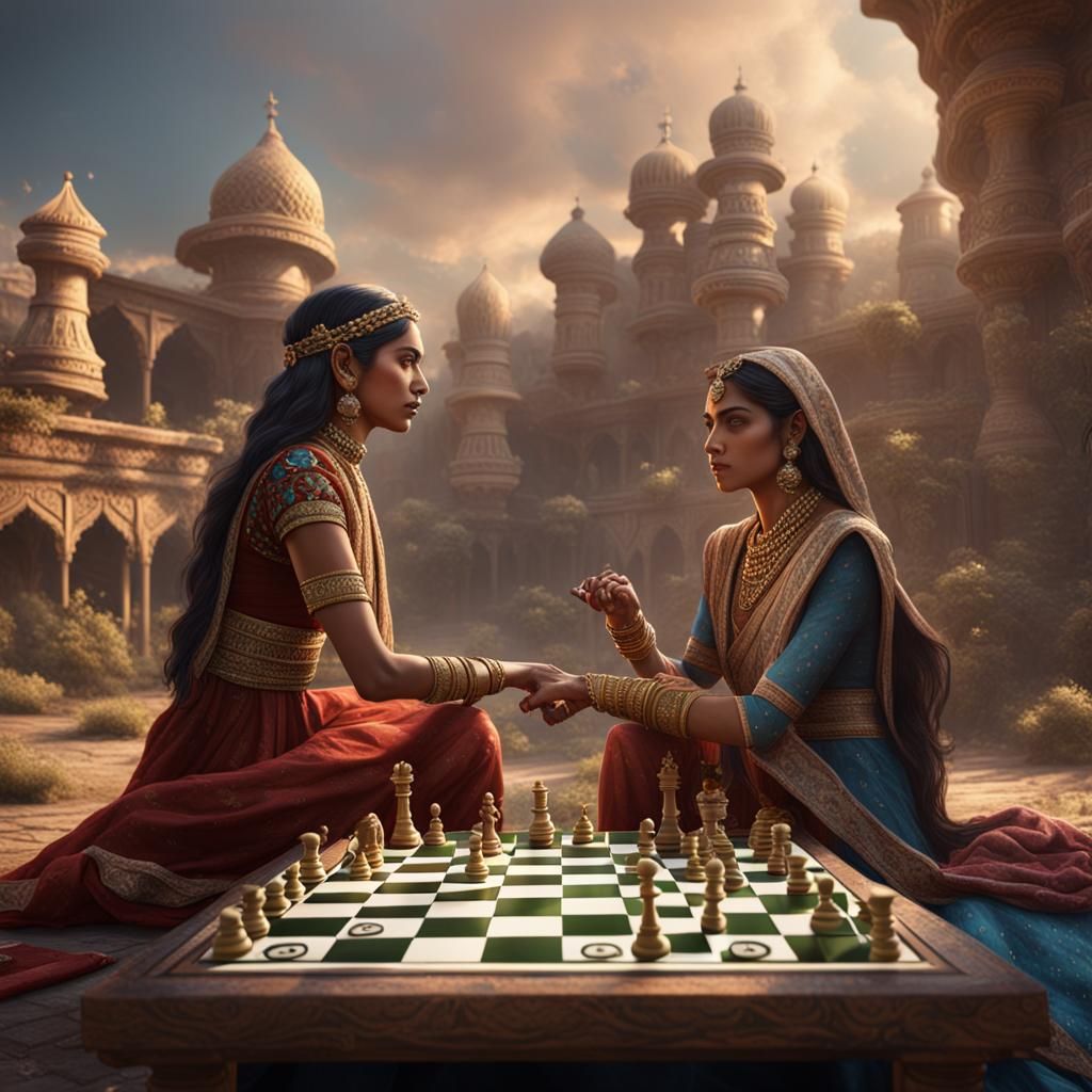 Indian and Pakistani Princesses Play Chess