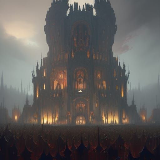 Grandiose Gothic Demon God's Palace Concept Art