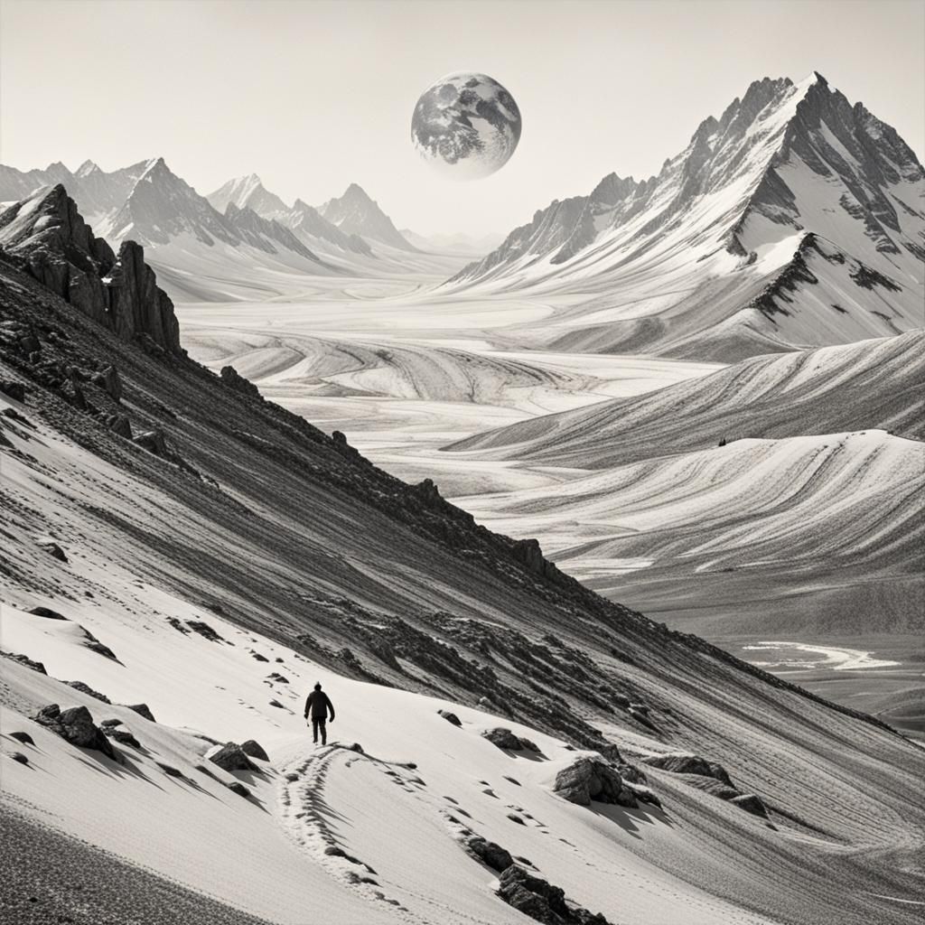 Abstract Art: Solitary Mountain and Infinite Silence