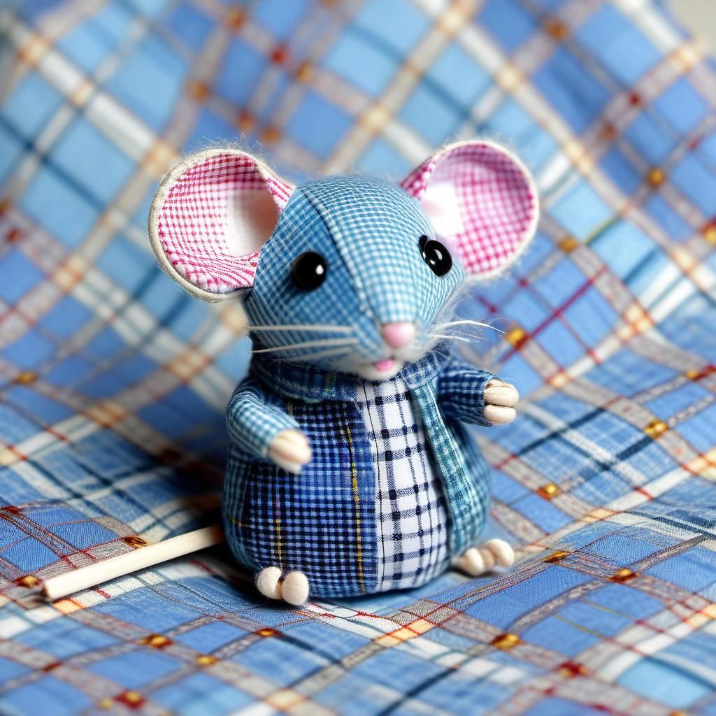 Hyperrealistic Chibi Patchwork Mice Toys Photograph