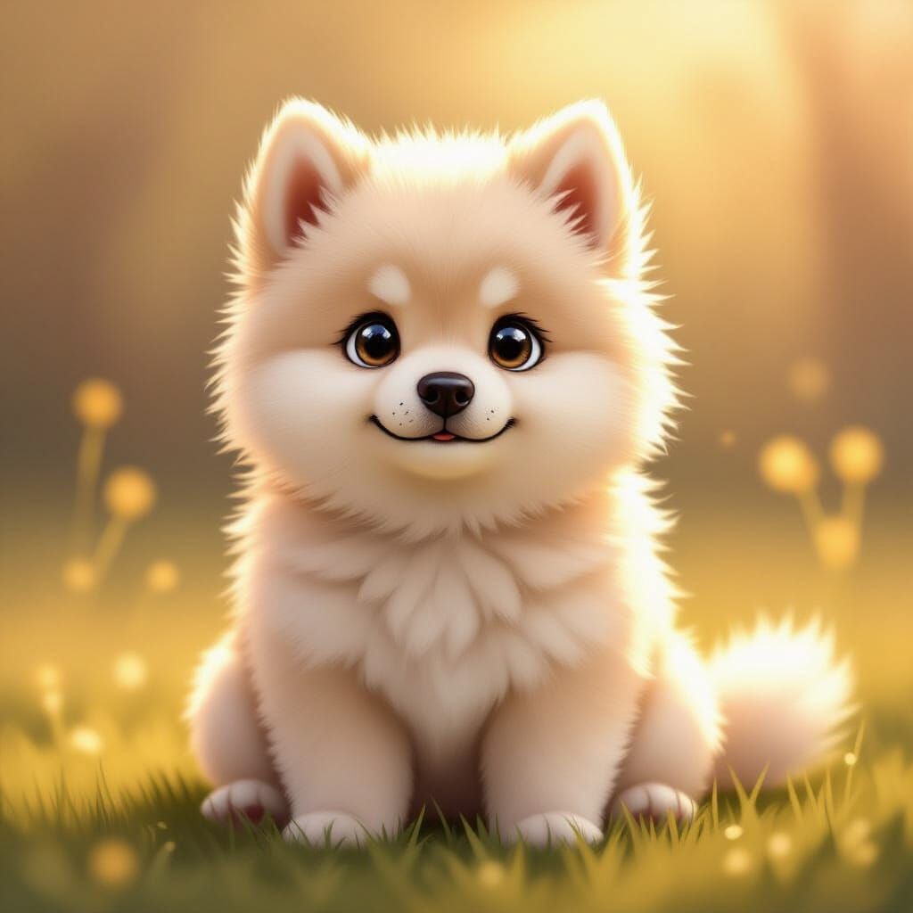 Adorable White Husky Chow Chow Mix Dog Portrait