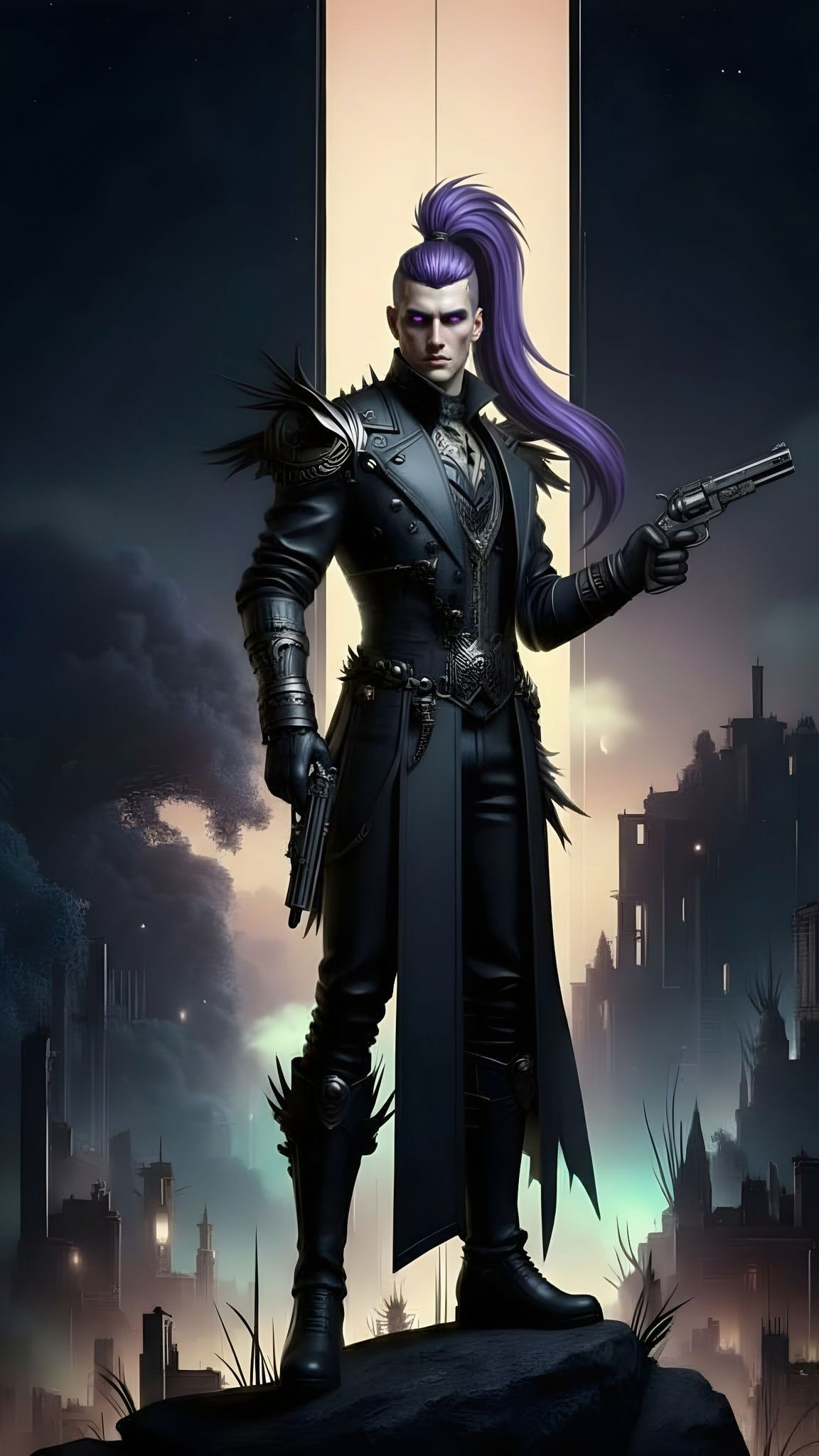 Warhammer 40K Punk Portrait in Art Nouveau Style