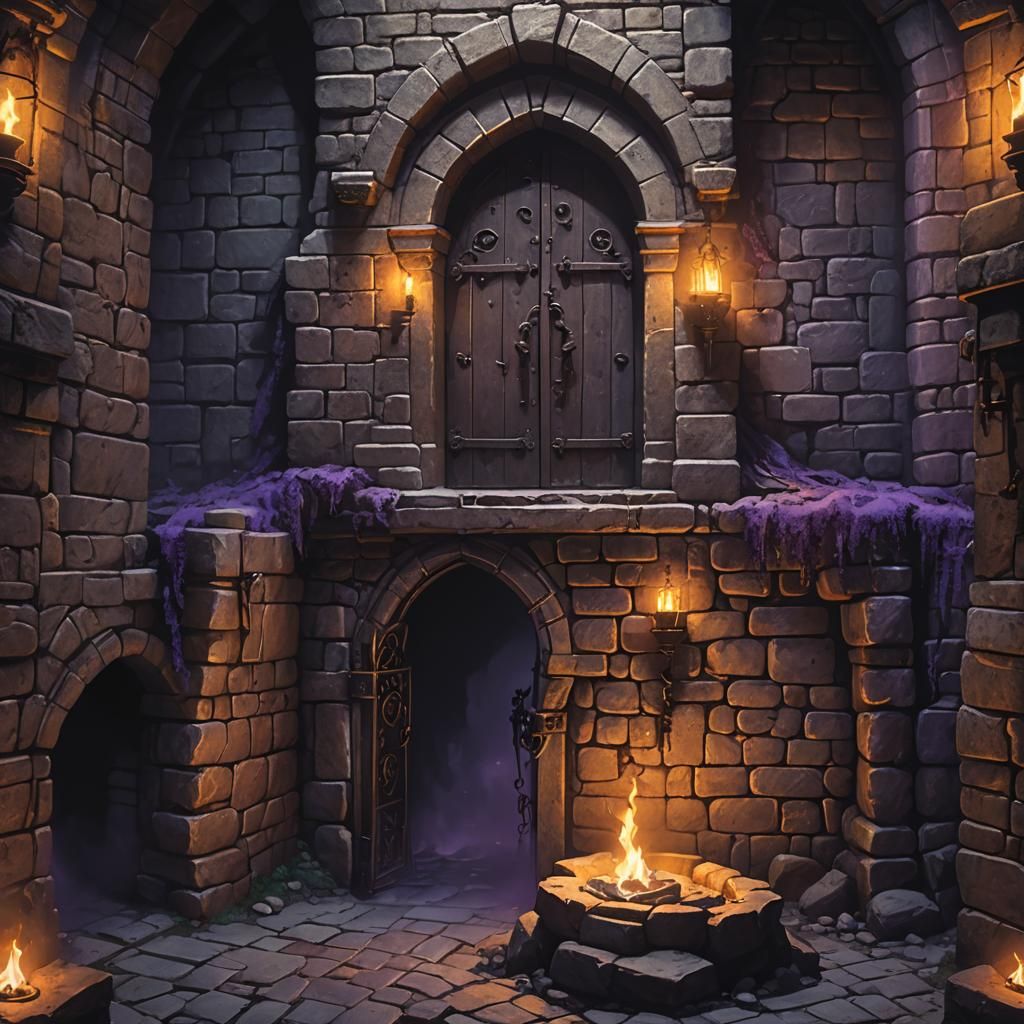 Medieval Dungeon Concept Art in Dark Fantasy Style
