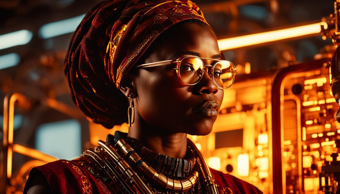 African Art Inspired Mechanical Engineer in Spectral Light