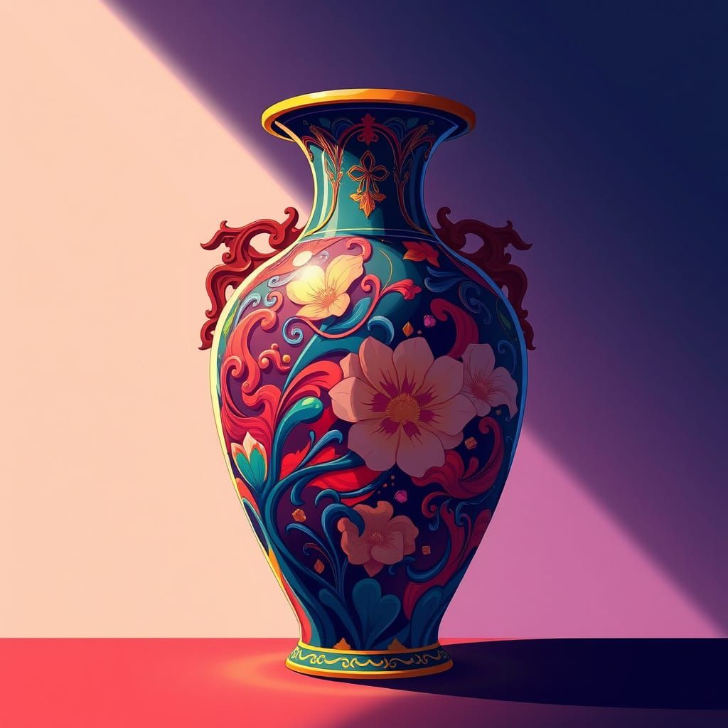 Anime Vase in Deep Color Palette
