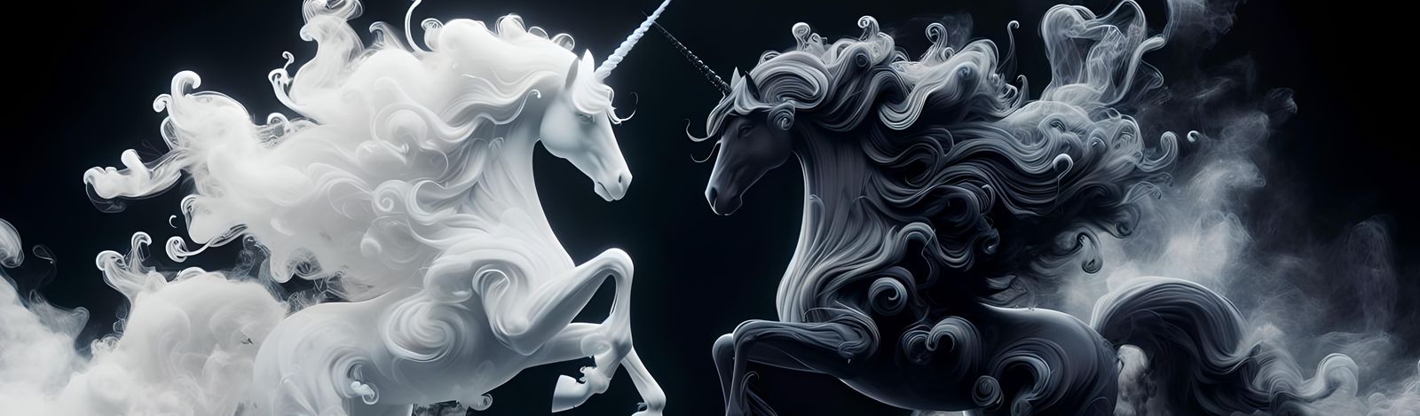 Ethereal Smoke Unicorns Galloping in Mystical Aura