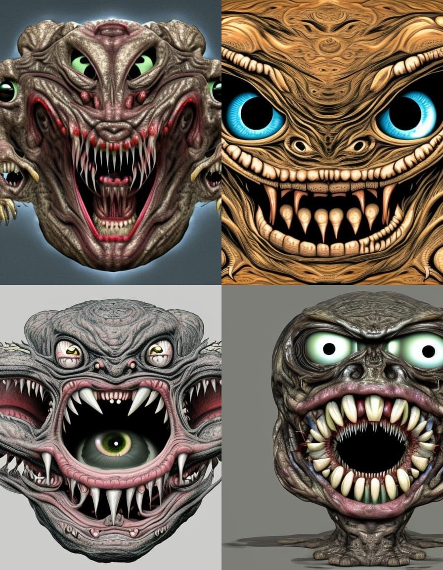 Grotesque One-Eyed Creature in Giger Style