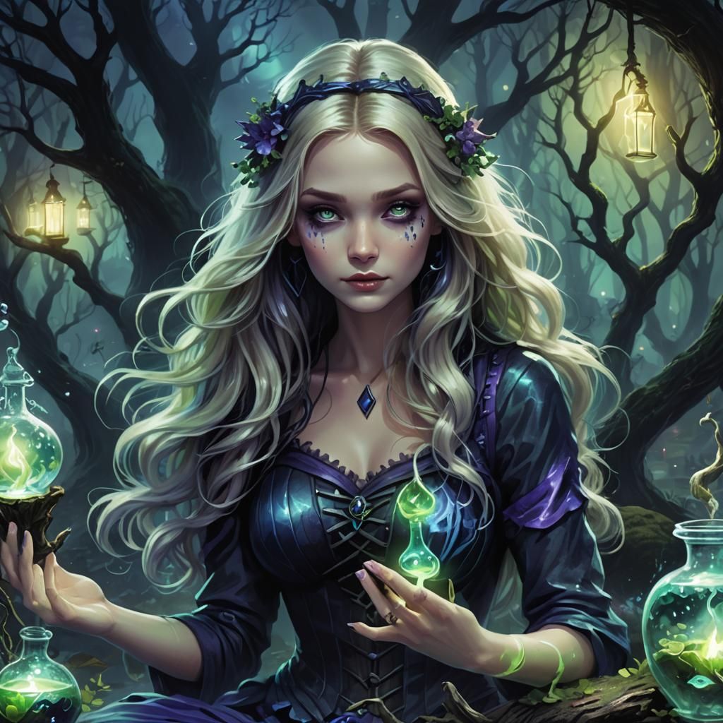 Fantasy Art: Witch and Mermaid Potion Trade