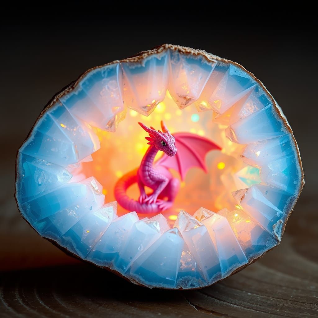 Crystal Dragon in Radiant Blue Geode