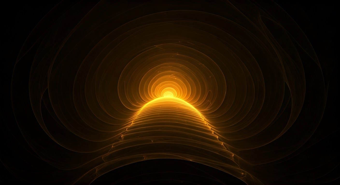 Abstract Fractal Scene in Golden Hour with 3D Shading