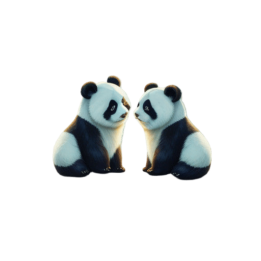 Endearing Whimsical Pandas in a Misty Forest Landscape