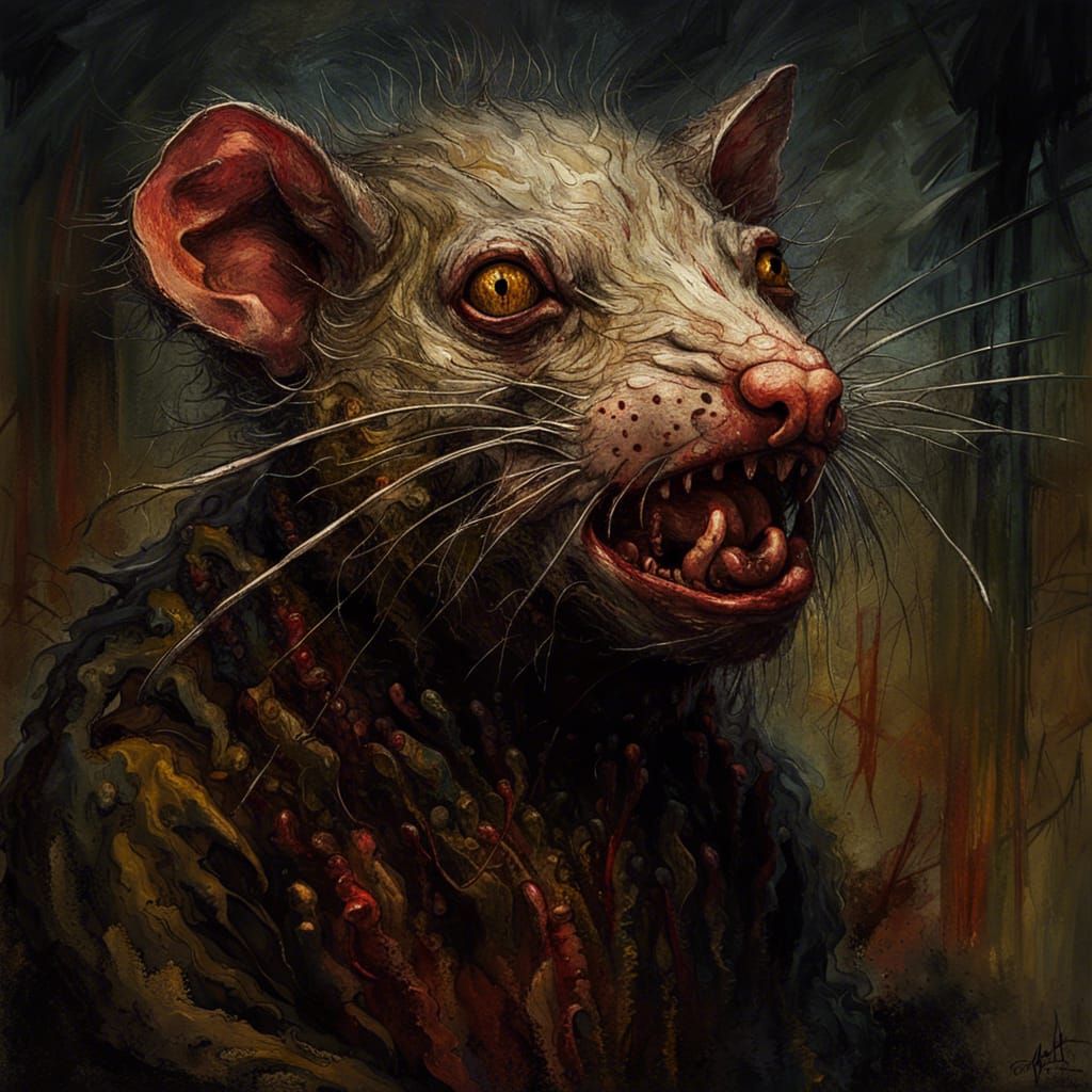 Grotesque Mutated Rat: A Gothic Horror Masterpiece
