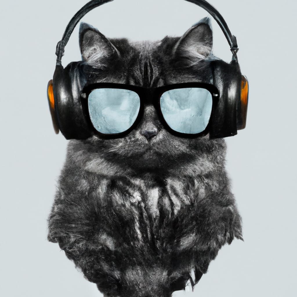 cat wearing headphone and glasses