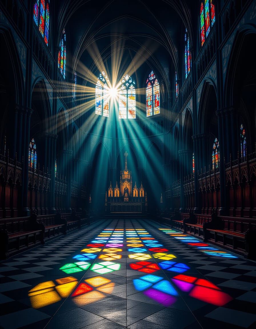Cathedral Light vs Shadow in Gothic Style