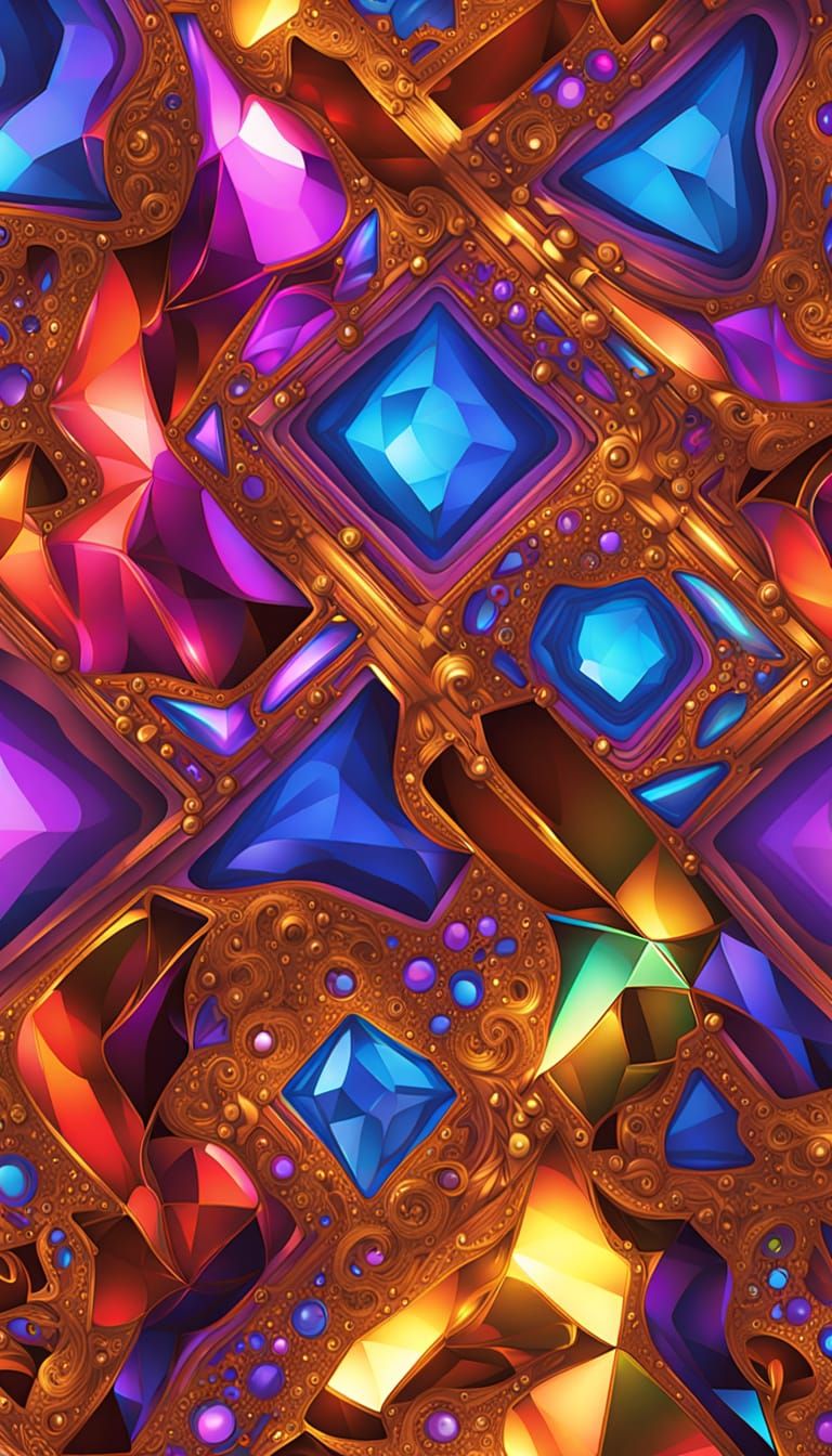 Geometric Abstract Art with Psychedelic and Surreal Elements