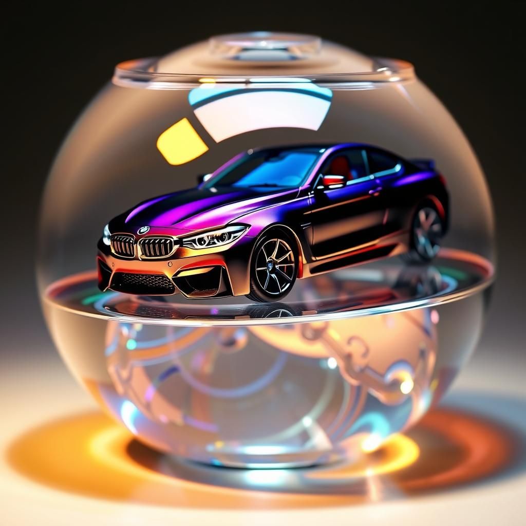 Glass BMW M6 Figurine in Crystal Bowl