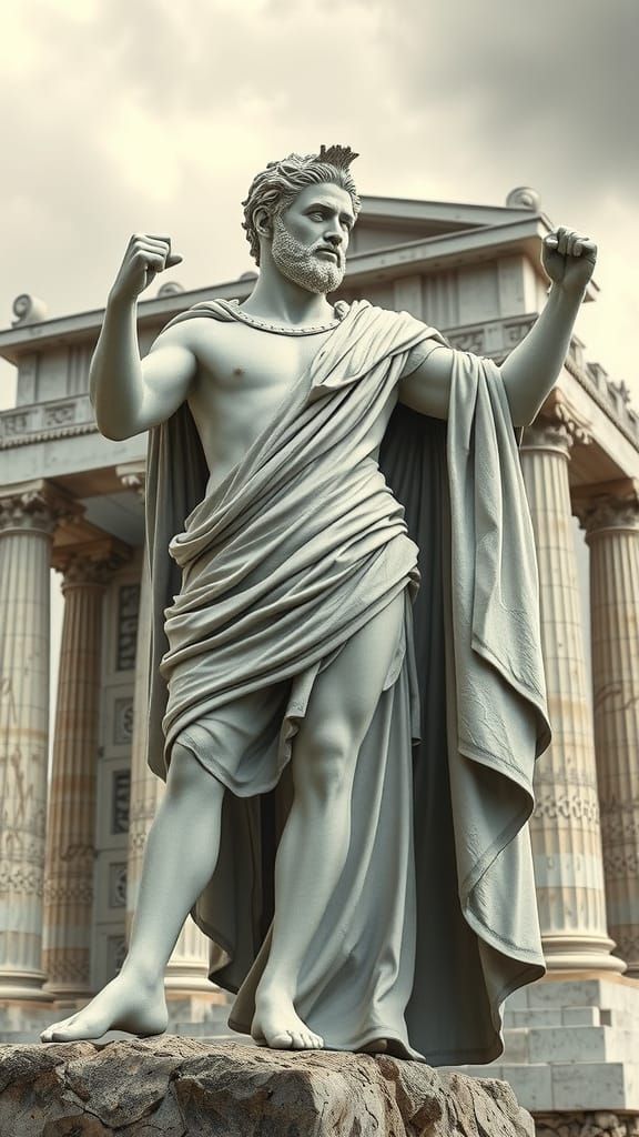 Epic Ancient Roman Statue in Greek Temple