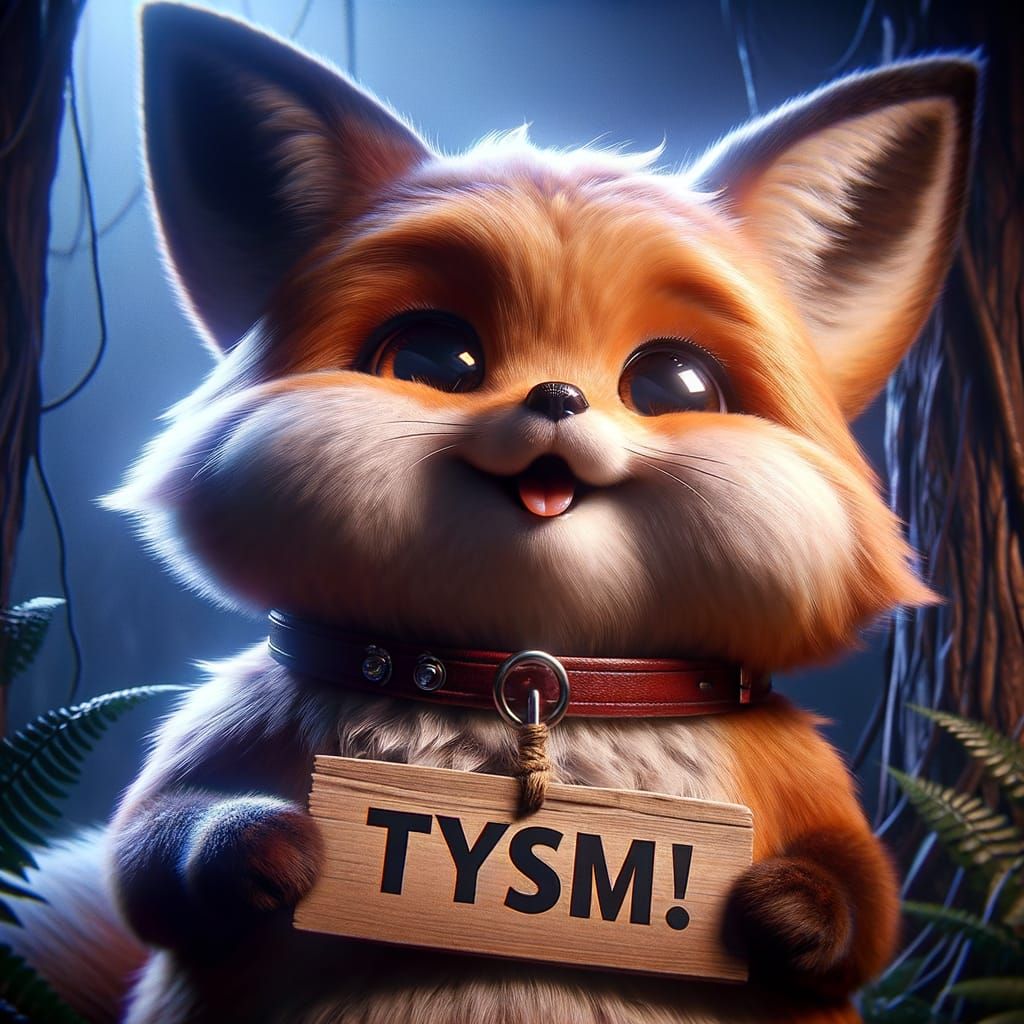 Adorable Fox Holds Sign in Detailed Photorealistic Style