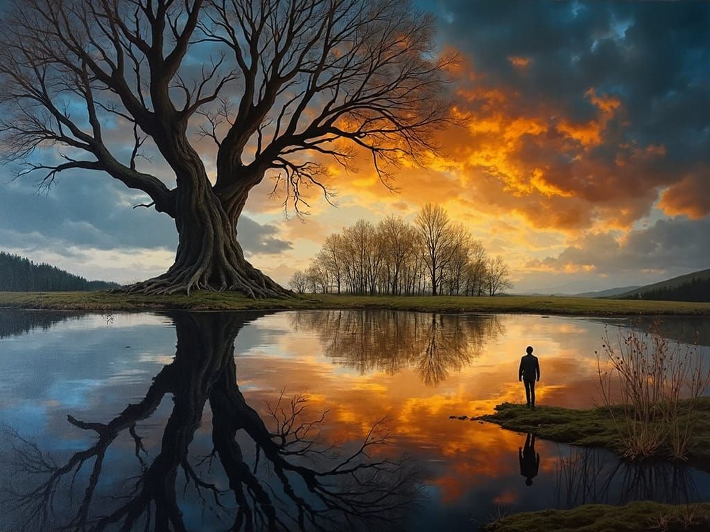 Vibrant Mystical Landscape in Melting Oil Style