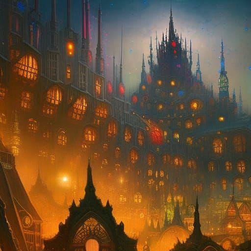 Gdansk Street Fireworks: A Solarpunk Gothic Masterpiece