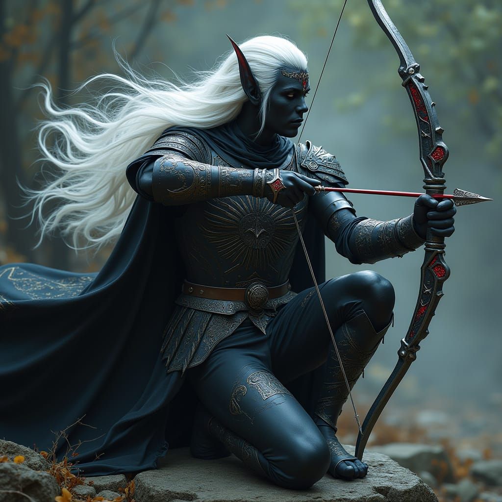 Dark Elf Warrior in Gothic Victorian Armor