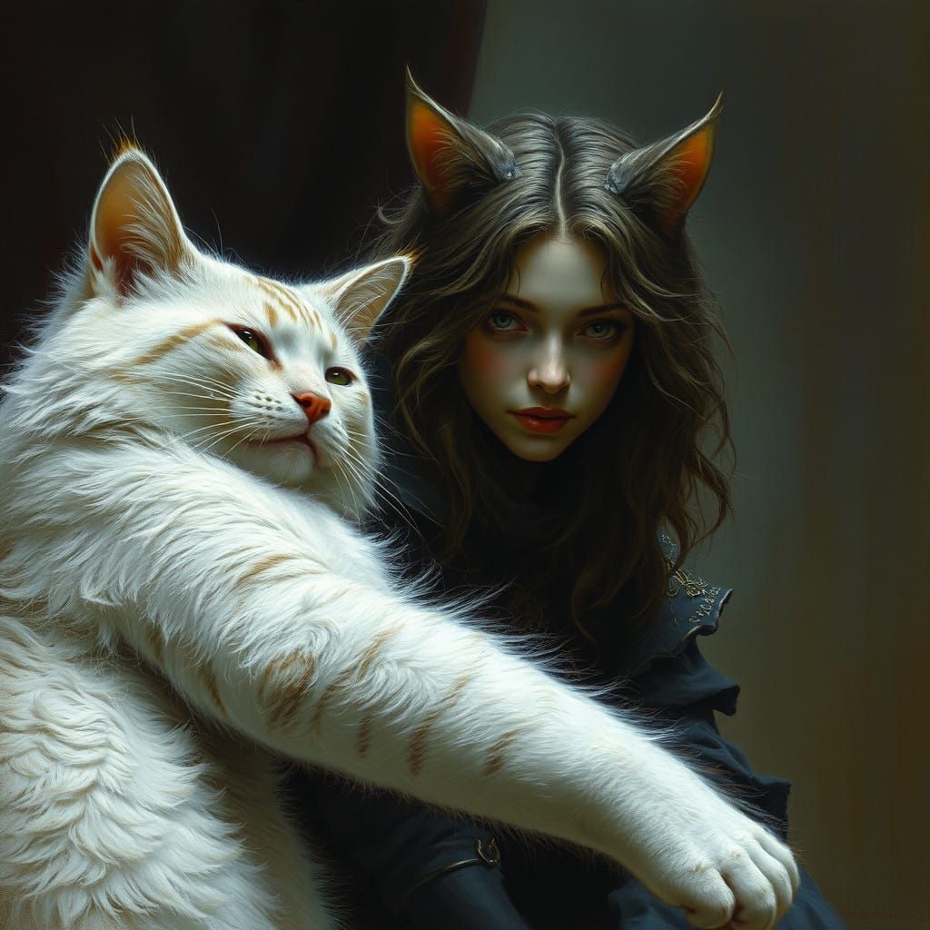 A Dark Fantasy Scene of Emilia Clarke Surrounded by Fierce C...