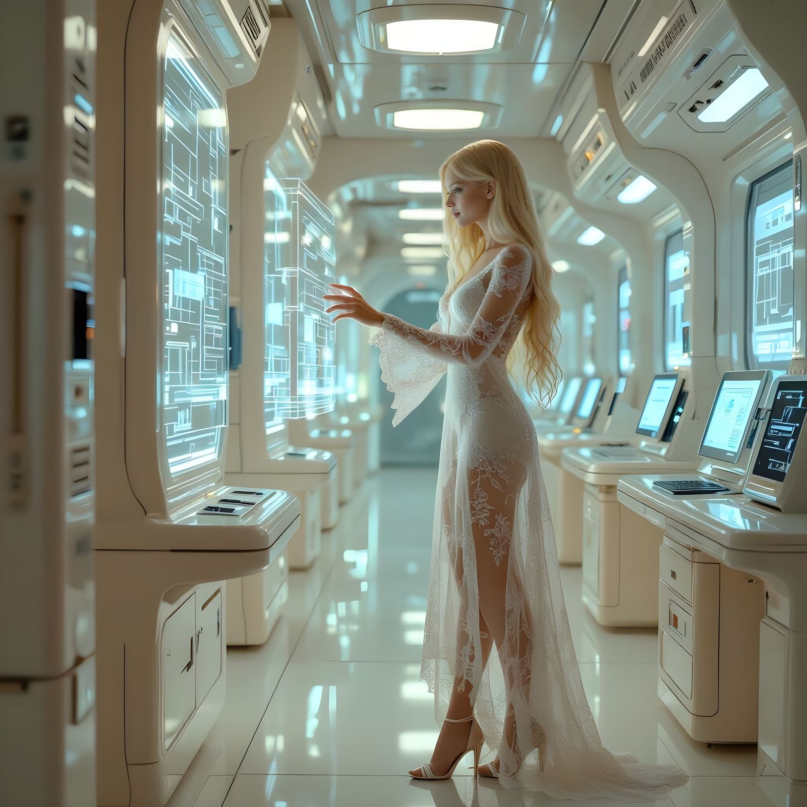 Android in Futuristic Lab, Ethereal Fantasy Style