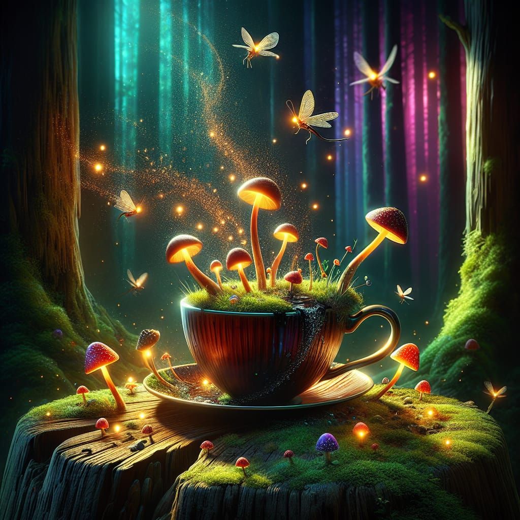 Enchanted Forest Teacup: A Digital Painting