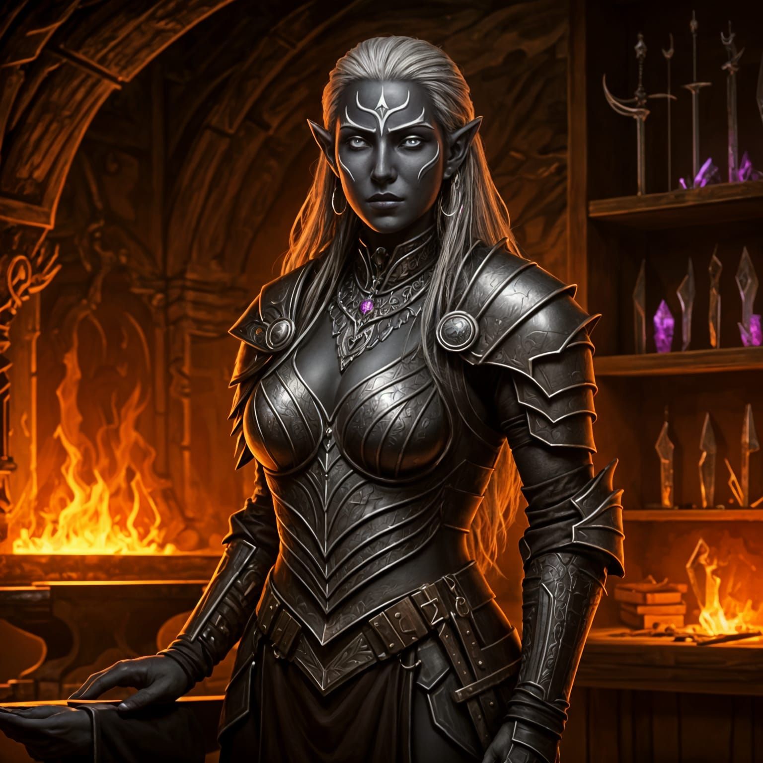 Drow Blacksmith: Dark Fantasy Forge Portrait