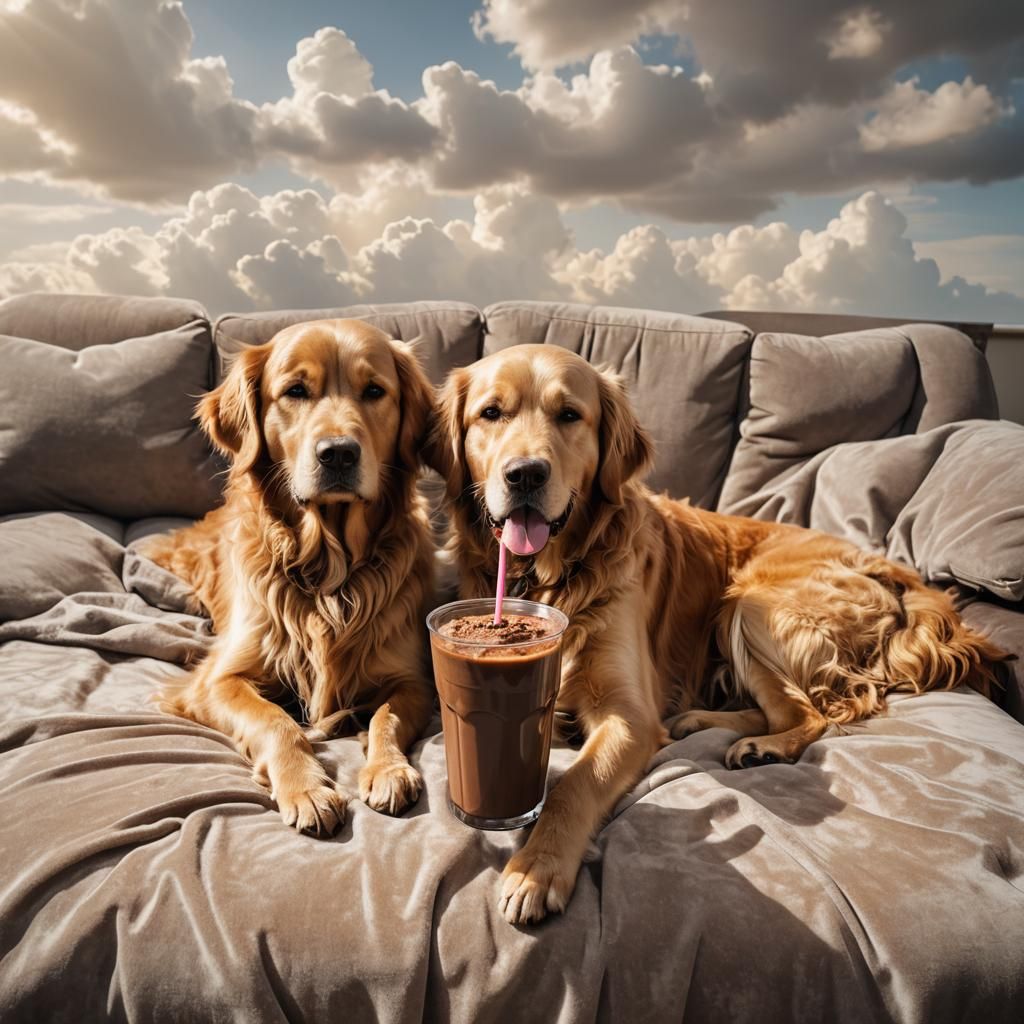Golden Retriever's Smoothie Couch Dream