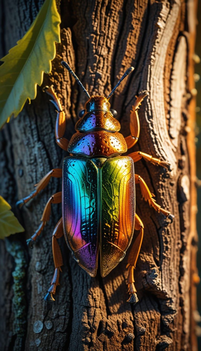 Detailed Digital Art of White Oak Borer Beetle