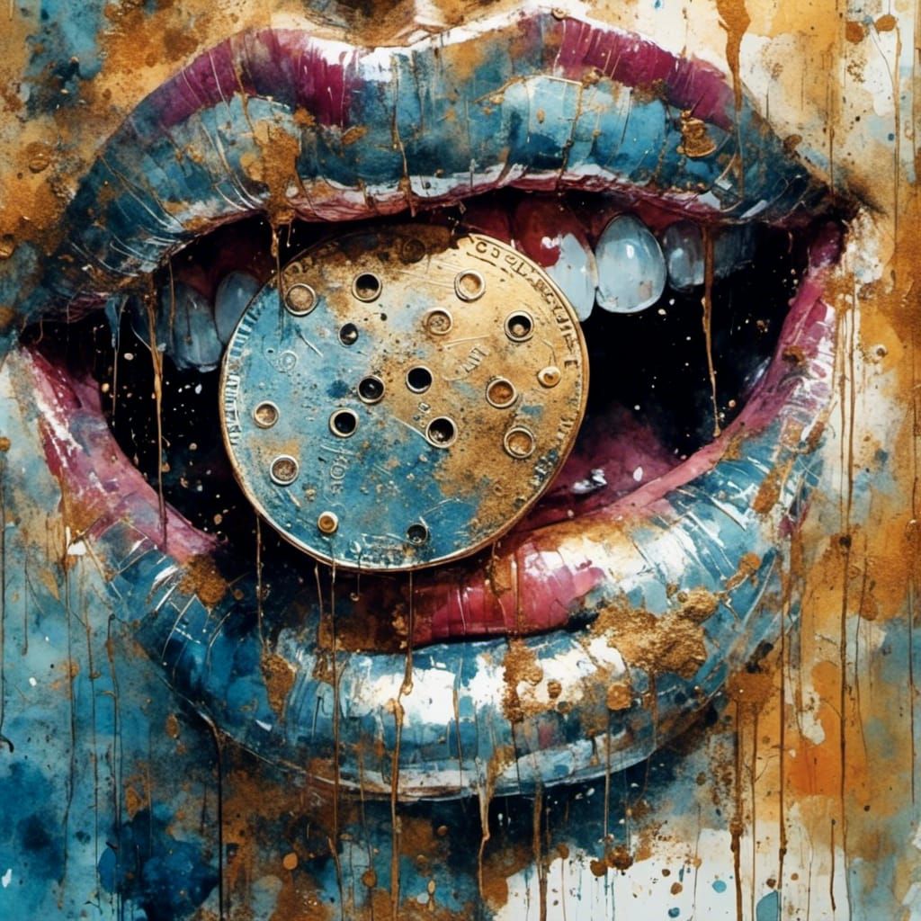 Silver Penny in Mouth: Watercolor Fauvist Expressionism